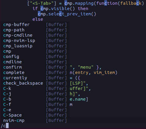 Neovim文字列検索でcmp-cmdlineのバッファ補完使用
