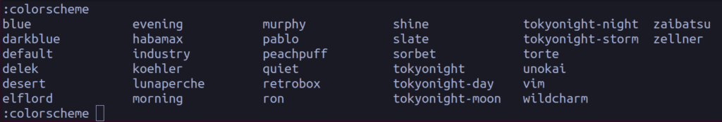Neovimにインストール済み colorschemeの一覧