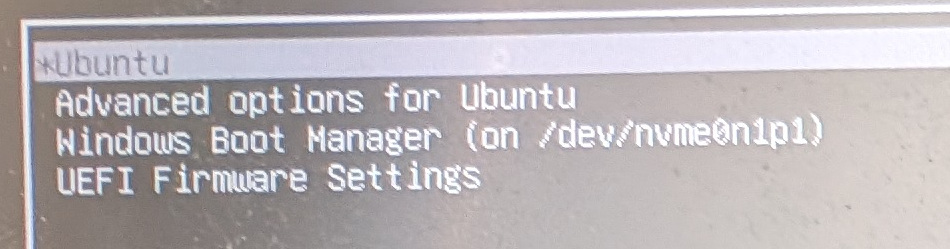 デュアルブート環境でのGRUBメニュー