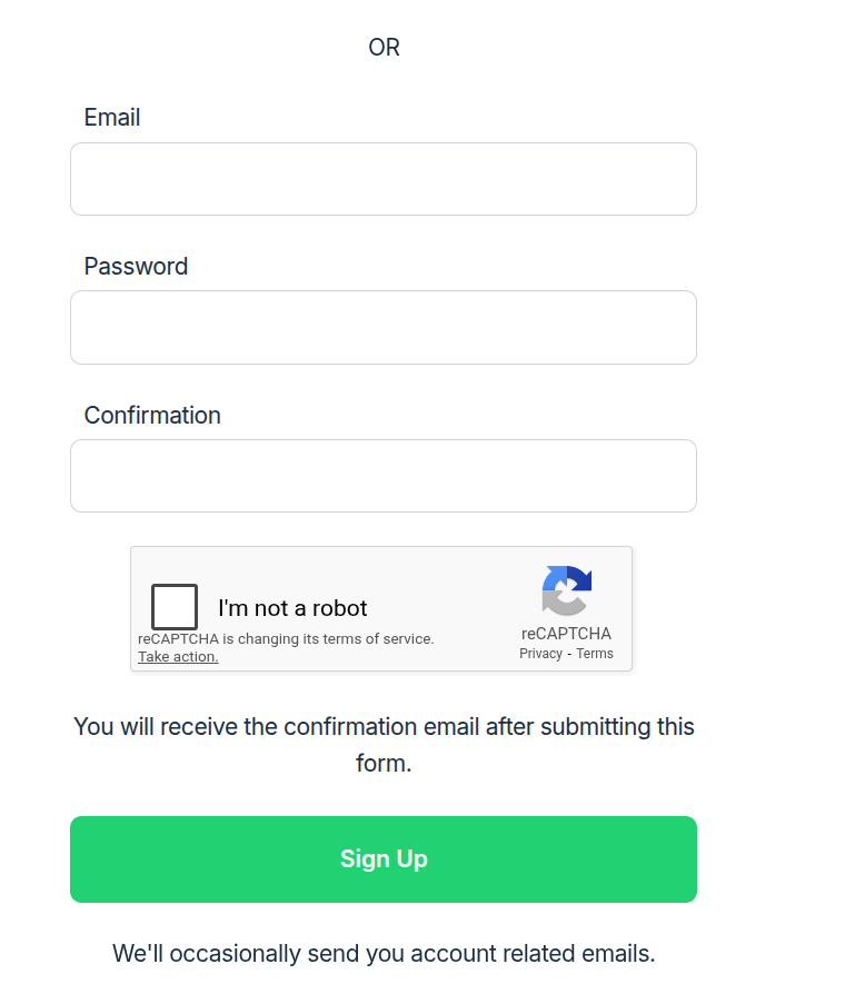 Mailtrap signup form