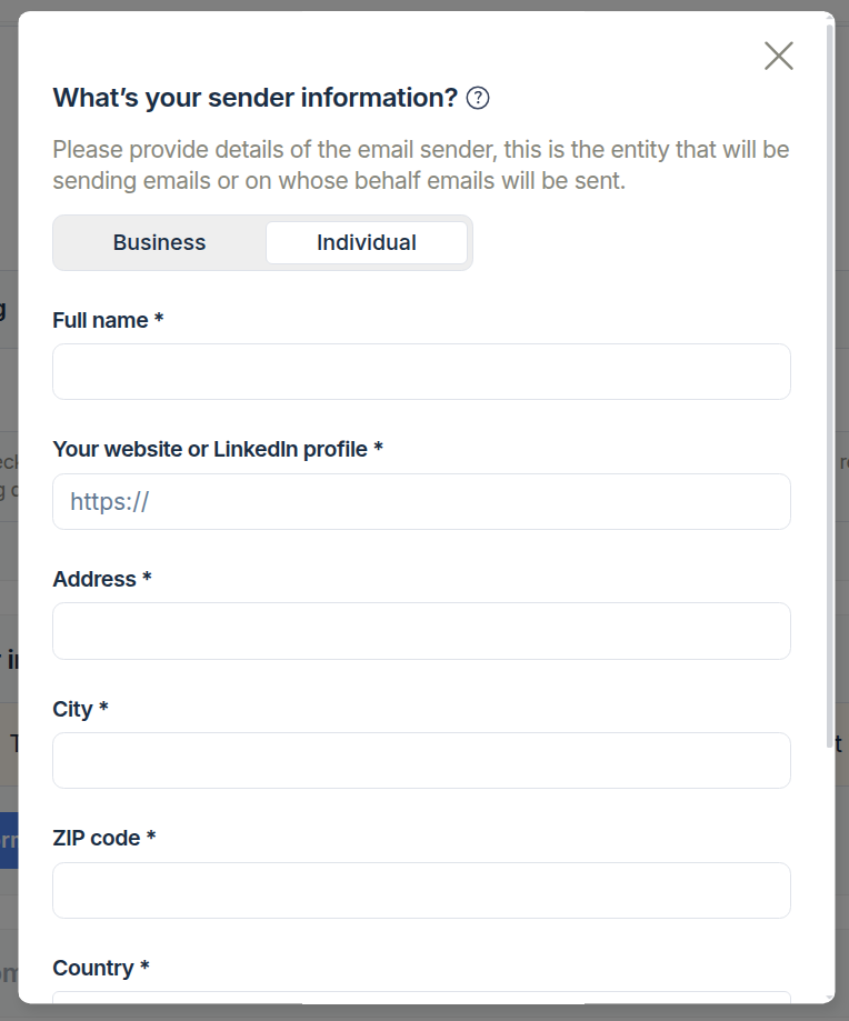Mailtrap individual sender