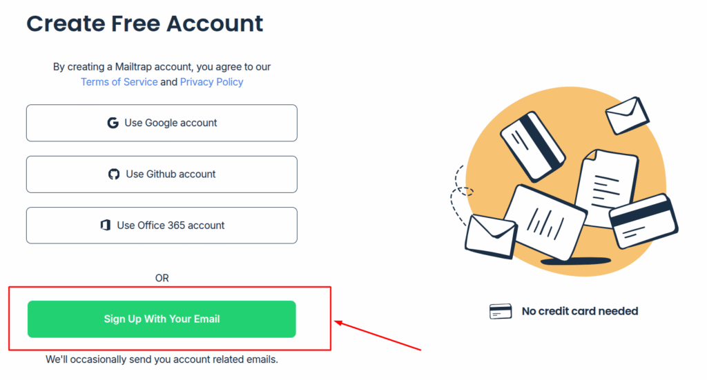 Mailtrap sign up with email