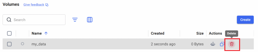 Docker Desktop delete volume