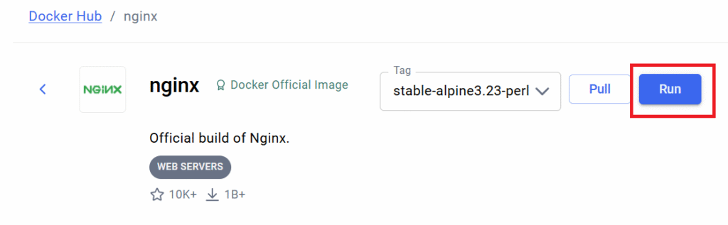 Docker Hub Run nginx