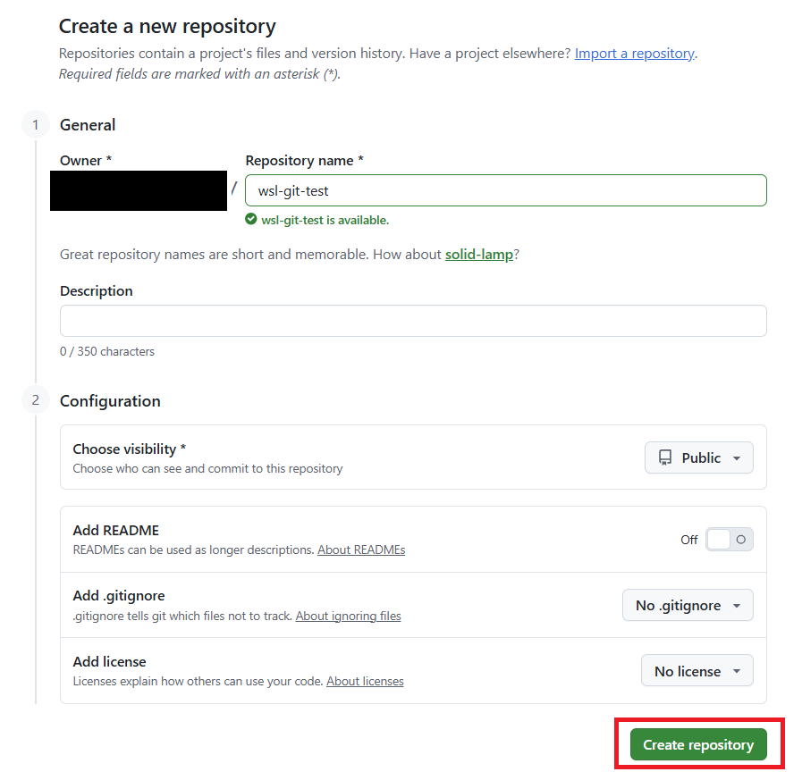 GitHubで新規レポジトリ作成