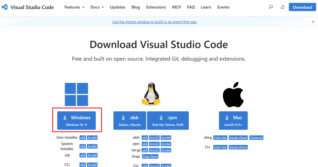 VS Codeインストーラのダウンロード