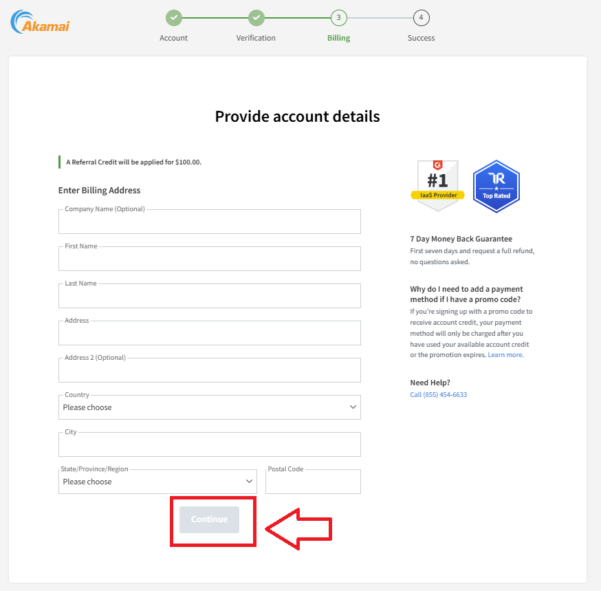 Akamai Billing Address