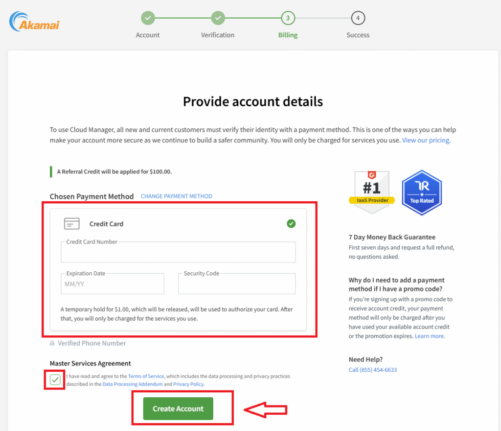 Akamai credit card info