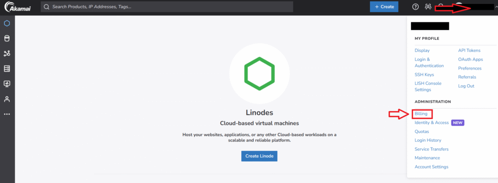 Linode Dashboard
